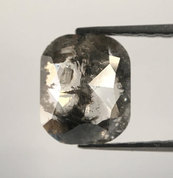 1.04 Ct Gray Oval Shape Natural Loose Diamond, 7.61 mm X 6.21 mm X 2.24 mm Rose Cut Salt and Pepper Natural Loose Diamond SJ50/10
