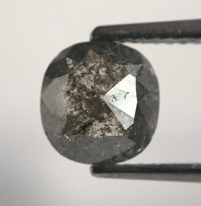 1.63 Ct Salt and Pepper Rose Cut Cushion Shape Natural Loose Diamond, 7.34 mm X 7.08 mm x 3.12 mm Natural Diamond for Jewelry SJ50/11