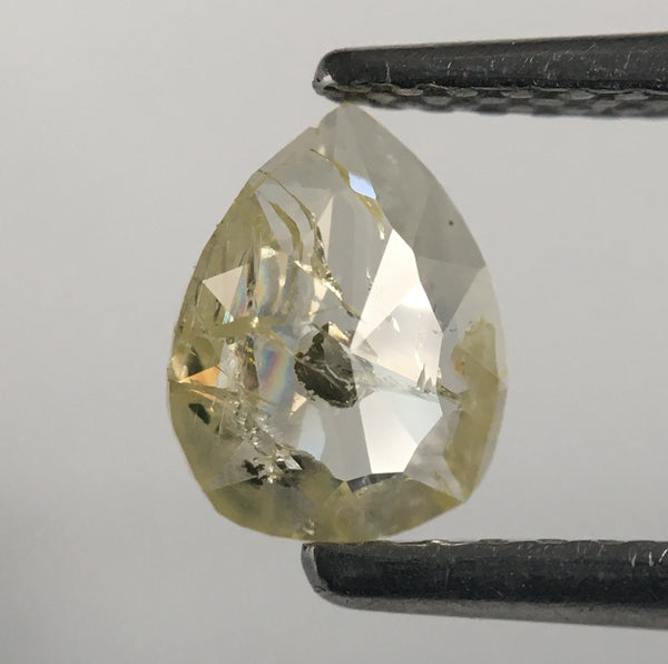 0.44 Ct Light Yellow Rose Cut Pear Shape Loose Natural Diamond, 6.48 mm X 4.99 mm X 1.62 mm Fancy Color Natural Loose Diamond SJ50/28