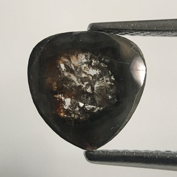 1.91 Ct Pear Shape Rose Cut Salt and Pepper Natural Diamond, 8.95 mm x 8.93 mm x 2.67 mm Pear cut loose diamond SJ47/55
