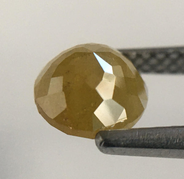 1.29 Ct Yellow Natural Round Shape Rose cut Loose Diamond, 6.18 mm x 3.96 mm Rose cut Loose Diamond Natural diamond low price SJ51/21
