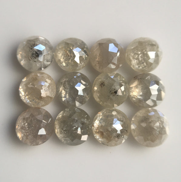 4.00 Ct Round Rose Cut Natural Loose Diamond, 12 Pcs 3.86 mm to 4.04 mm Grey Color Round Shape Rose Cut Natural Diamond SJ51/36