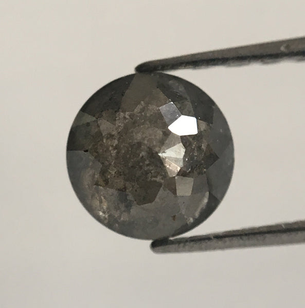 0.70 Ct Grey salt and pepper round rose cut natural loose diamond, 5.20 mm X 3.02 mm  Grey color rose cut natural diamond SJ48/58