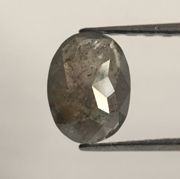 0.66 Ct Oval Shape Rose cut Salt and Pepper Natural Diamond, 6.57 mm X 4.92 mm X 2.24 mm Beautiful sparkling Natural Loose Diamond SJ49/04