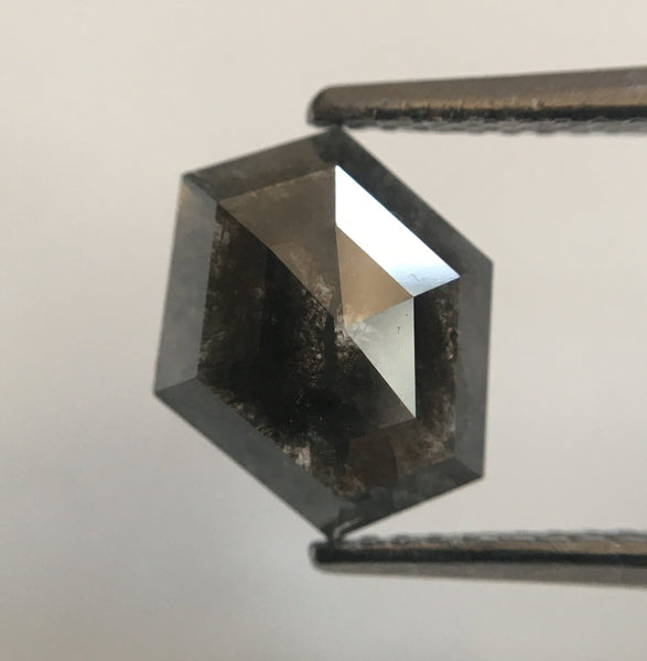 1.74 Ct Hexagon Shape Natural Loose Diamond, 9.30 mm X 8.52 mm X 2.79 mm Gray Hexagon Cut loose diamond Use for Jewellery making SJ49/54