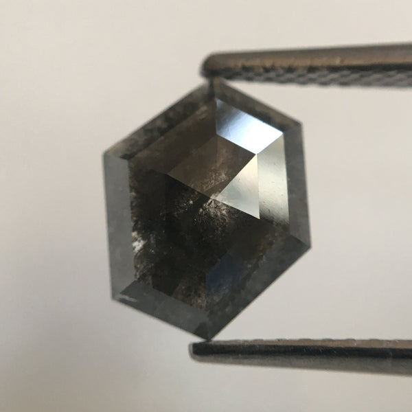 1.74 Ct Hexagon Shape Natural Loose Diamond, 9.30 mm X 8.52 mm X 2.79 mm Gray Hexagon Cut loose diamond Use for Jewellery making SJ49/54