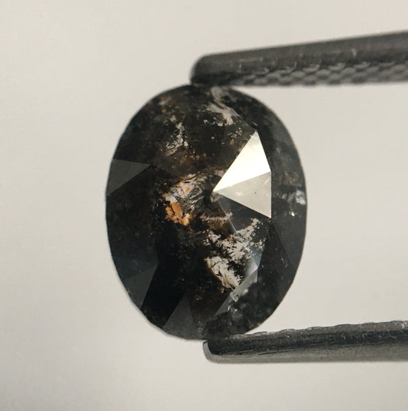 1.17 Ct Salt and Pepper Natural Oval Shape loose Diamond 8.37 mm X 6.44 mm X 2.45 mm Oval Shape Gray Loose Diamond for engagement SJ49/70