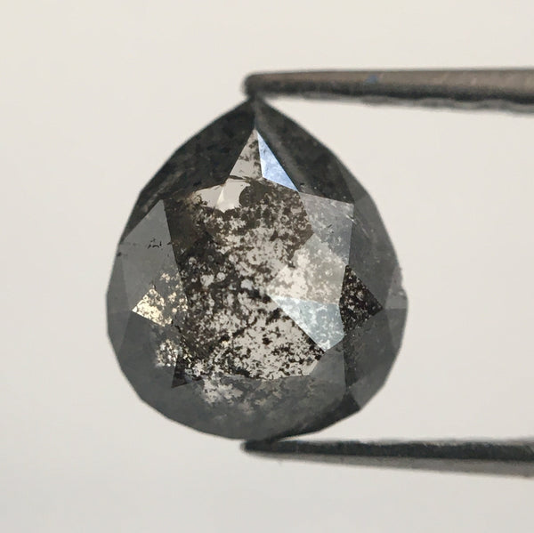0.65 Ct Salt and Pepper Pear Shape Natural Loose Diamond, 6.32 mm X 5.46 mm X 2.30 mm Pear Natural Loose Diamond Use for Jewellery SJ50/02