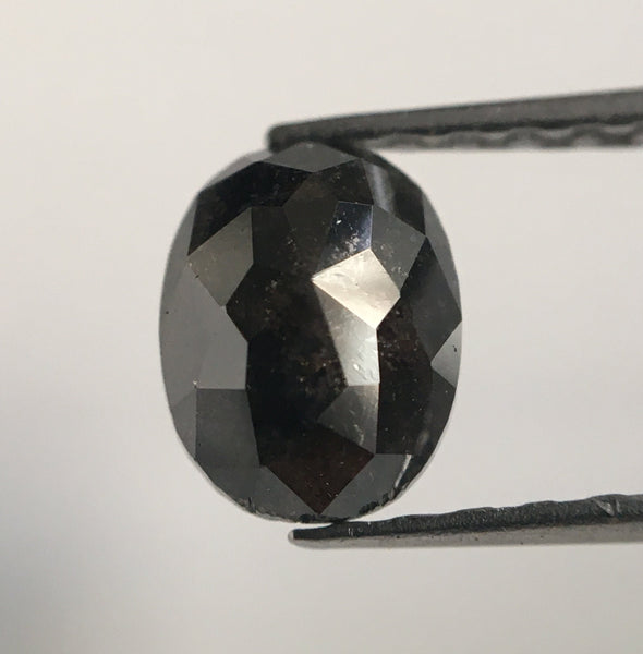 0.98 Ct Blackish Salt and Pepper Oval Shape Natural Loose Diamond, 6.87 mm X 5.28 mm X 2.95 mm Oval Shape Loose Diamond SJ50/08