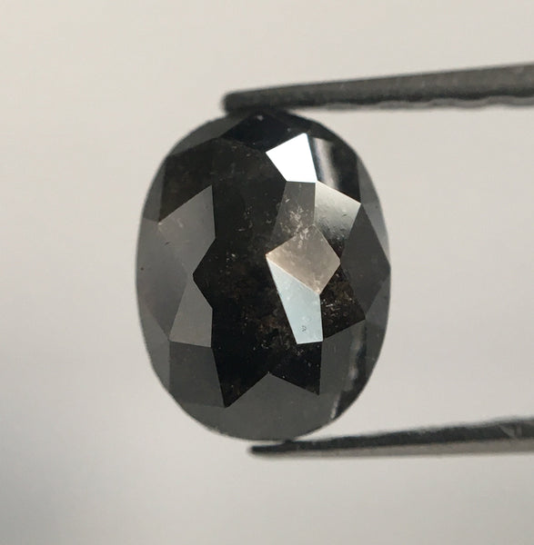 0.98 Ct Blackish Salt and Pepper Oval Shape Natural Loose Diamond, 6.87 mm X 5.28 mm X 2.95 mm Oval Shape Loose Diamond SJ50/08