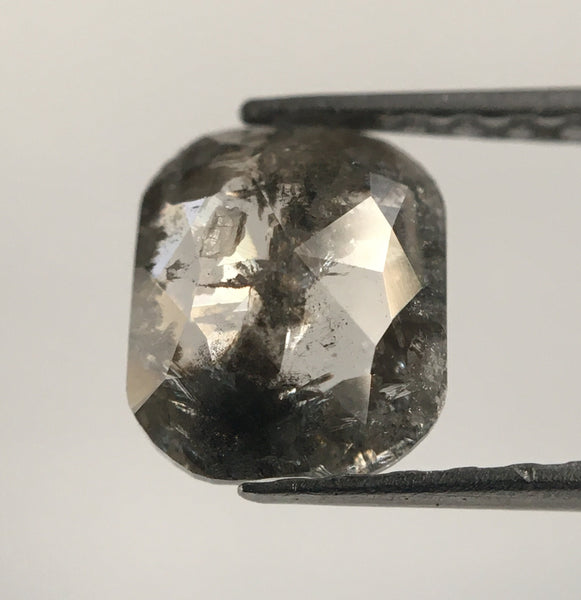 1.04 Ct Gray Oval Shape Natural Loose Diamond, 7.61 mm X 6.21 mm X 2.24 mm Rose Cut Salt and Pepper Natural Loose Diamond SJ50/10