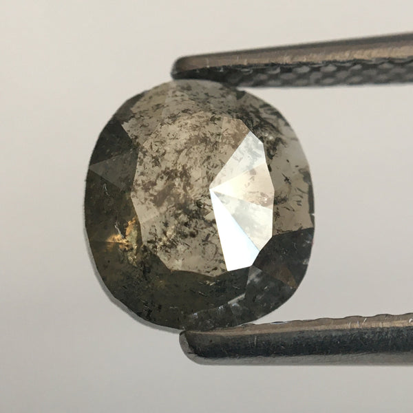 1.06 Ct Fancy Gray Oval Shape Natural Loose Diamond, 7.43 mm X 6.71 mm X 2.18 mm Rose Cut Natural Loose Diamond SJ50/42