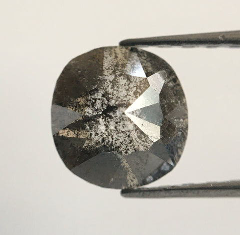 0.74 Ct Fancy Gray Oval Shape Natural Loose Diamond, 6.50 mm X 6.25 mm X 2.20 mm Rose Cut Natural Loose Diamond SJ50/51