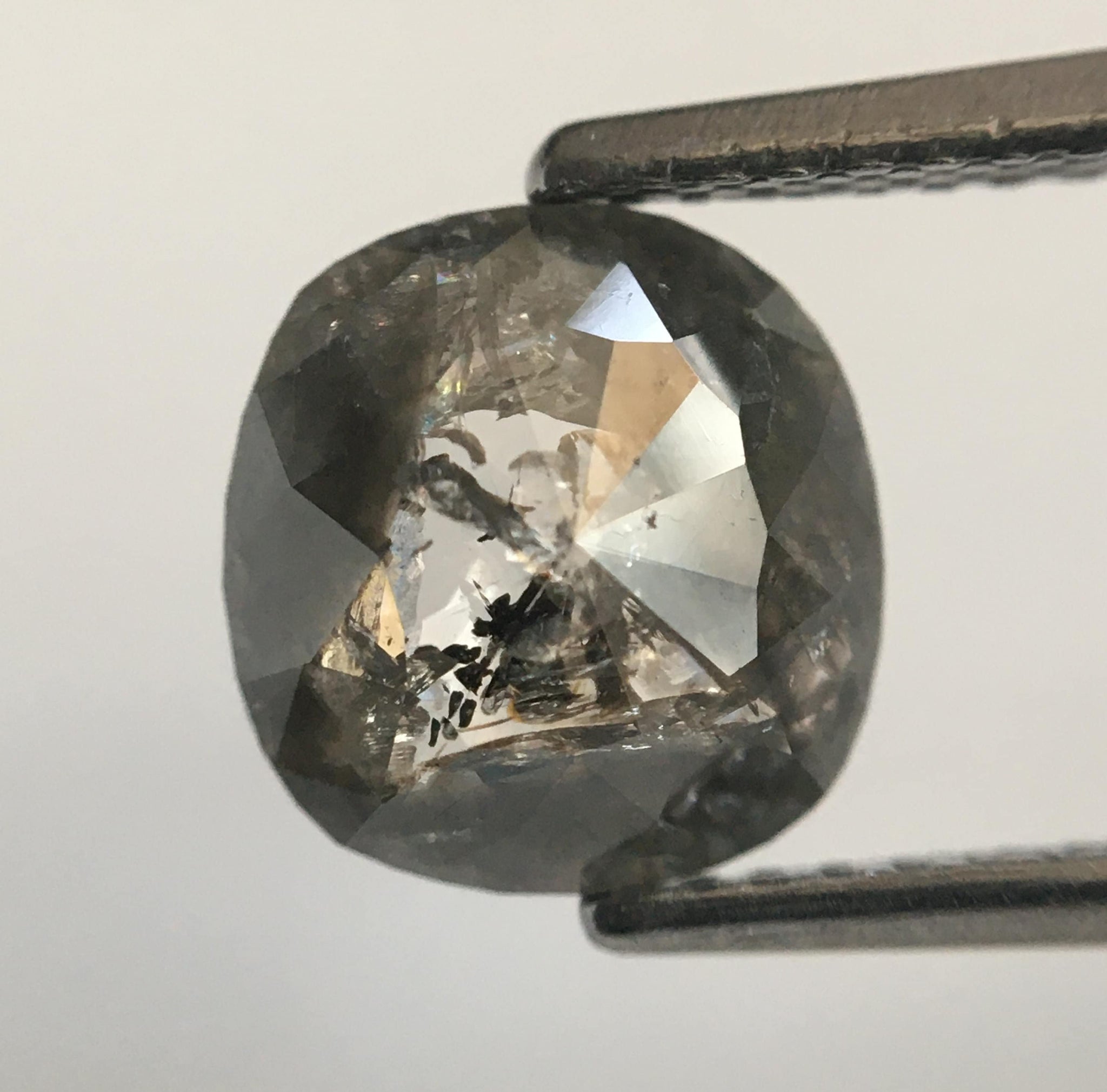 1.53 Ct Fancy Gray Oval Shape Natural Loose Diamond, 8.00 mm X 7.68 mm X 2.71 mm Rose Cut Natural Loose Diamond SJ50/58