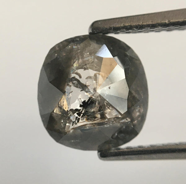 1.53 Ct Fancy Gray Oval Shape Natural Loose Diamond, 8.00 mm X 7.68 mm X 2.71 mm Rose Cut Natural Loose Diamond SJ50/58