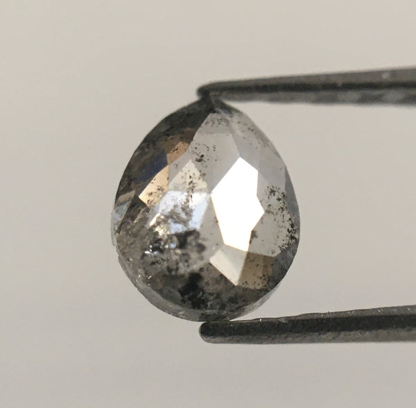 0.44 Ct Natural Loose Diamond Fancy Grey Rose Cut Diamond, 5.63 mm x 4.37 mm x 2.04 mm Grey Rose Cut Pear Diamond SJ52/03