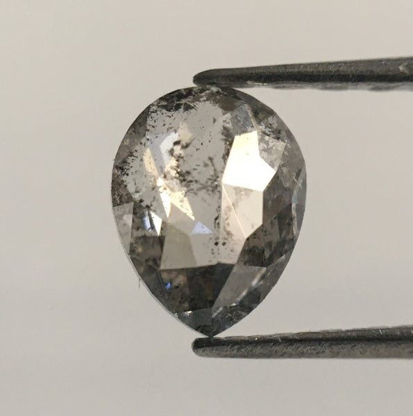 0.44 Ct Natural Loose Diamond Fancy Grey Rose Cut Diamond, 5.63 mm x 4.37 mm x 2.04 mm Grey Rose Cut Pear Diamond SJ52/03