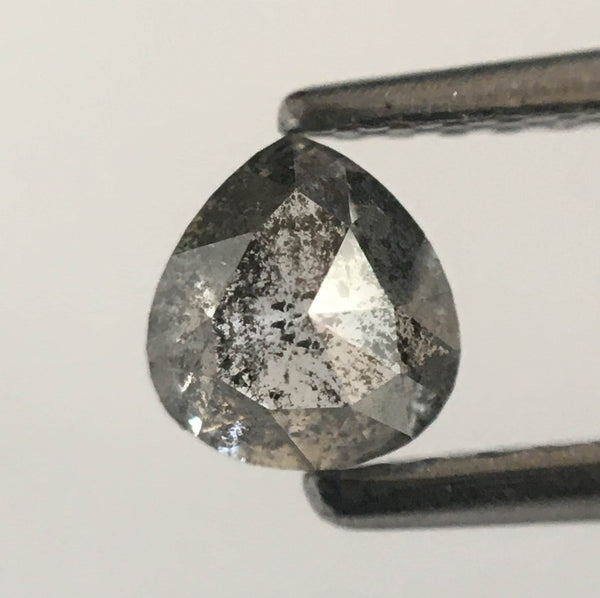 0.57 Ct Pear Shape Grey Rose Cut Natural Loose Diamond, 4.91 mm x 4.55 mm x 2.92 mm Salt and Pepper Fancy Shape Natural Diamond SJ52/05