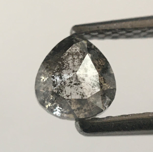 0.57 Ct Pear Shape Grey Rose Cut Natural Loose Diamond, 4.91 mm x 4.55 mm x 2.92 mm Salt and Pepper Fancy Shape Natural Diamond SJ52/05