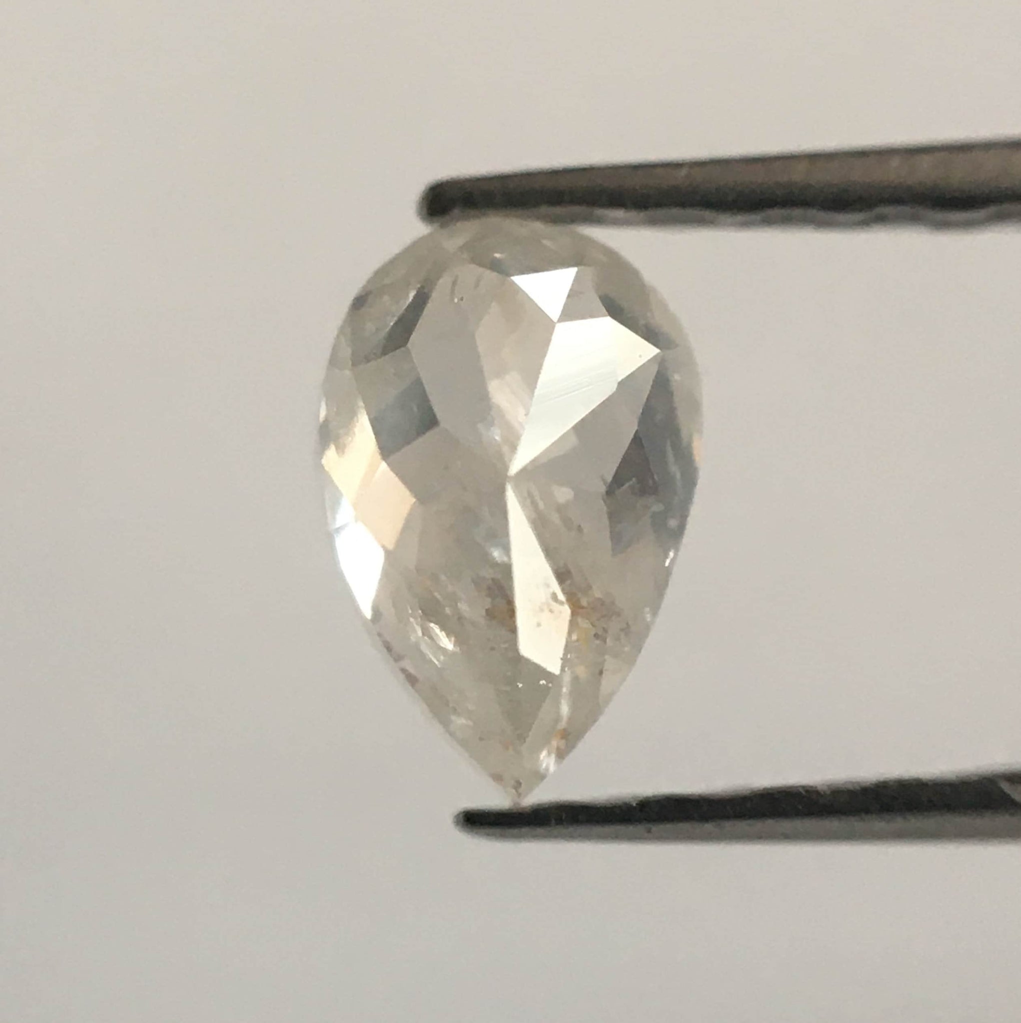 0.42 Ct Light Gray Pear shape loose natural diamond, 5.63 mm X 3.69 mm X 2.51 mm Light Grey Rose Cut Pear Natural Loose Diamond SJ52/08