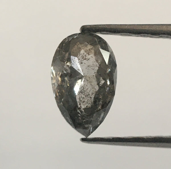 0.38 Ct Pear Shape Salt and Pepper Natural Diamond, 5.73 mm X 3.60 mm X 2.18 mm Fancy Grey Rose Cut Pear Natural Loose Diamond SJ52/13