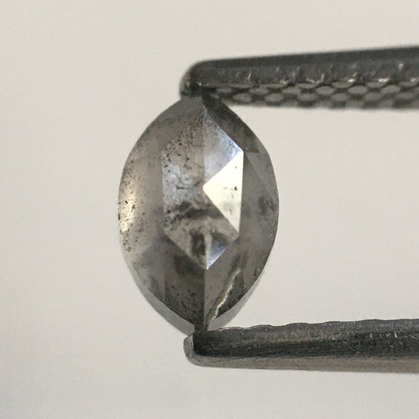 0.55 Ct Gray Marquise Shaped Natural Loose Diamond, 5.99 mm x 3.83 mm x 2.67 mm Salt & pepper Rose Cut Loose Diamond SJ52/67