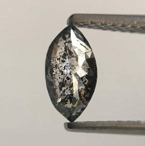 0.54 Ct Gray Marquise Shaped Brilliant Natural Loose Diamond, 7.63 mm x 4.07 mm x 2.34 mm Salt & pepper Brilliant Cut Loose Diamond SJ52/74