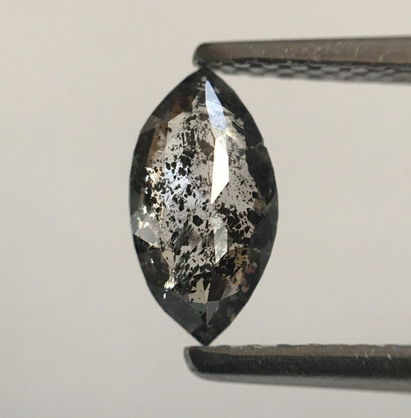 0.54 Ct Gray Marquise Shaped Brilliant Natural Loose Diamond, 7.63 mm x 4.07 mm x 2.34 mm Salt & pepper Brilliant Cut Loose Diamond SJ52/74
