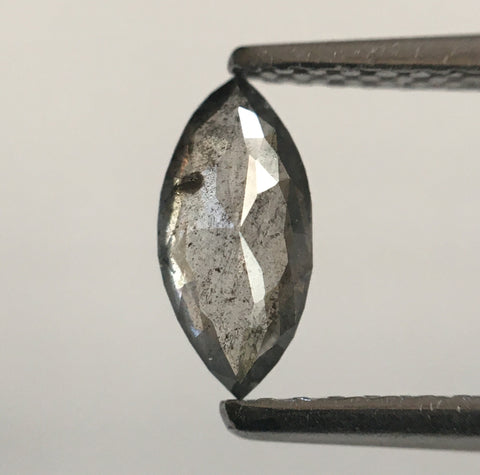 0.45 Ct Gray Marquise Shaped Brilliant Natural Loose Diamond, 7.80 mm x 3.66 mm x 2.03 mm Salt & pepper Rose Cut Loose Diamond SJ52/75