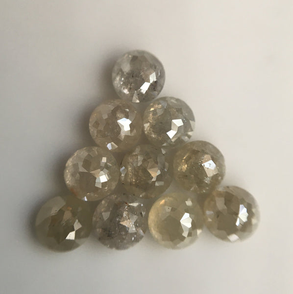 3.97 Ct Round Rose Cut Natural Loose Diamond,  10 Pcs 4.09 mm to 4.26 mm Grey Color Round Shape Rose Cut Natural Diamond SJ51/32