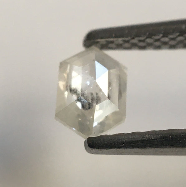 0.28 Ct Hexagon Shape White grey Natural Loose Diamond, 5.18 mm X 3.51 mm X 1.72 mm Natural Faceted Hexagon Rustic Diamond SJ53/08