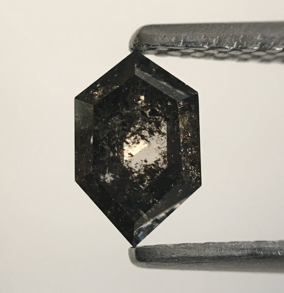 0.58 Ct Salt and Pepper Hexagon Shape Rustic Natural Loose Diamond, 6.45 mm X 4.12 mm X 2.47 mm Gray Color Natural Hexagon Diamond SJ53/10