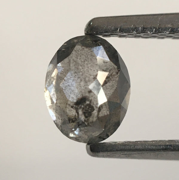 0.67 Ct Oval Shape Salt and Pepper Natural Loose Diamond 5.36 mm X 4.29 mm X 2.96 mm Grey Oval Shape Rose Cut Natural Loose Diamond SJ53/22