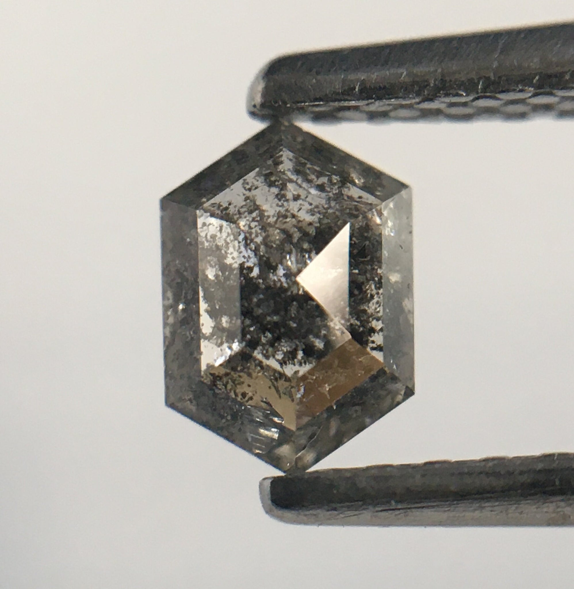 0.31 Ct Hexagon Shape Natural Salt Pepper Rose Cut Loose Diamond, 5.32 mm X 3.70 mm X 1.87 mm Natural Geometric Loose Diamond SJ53/66