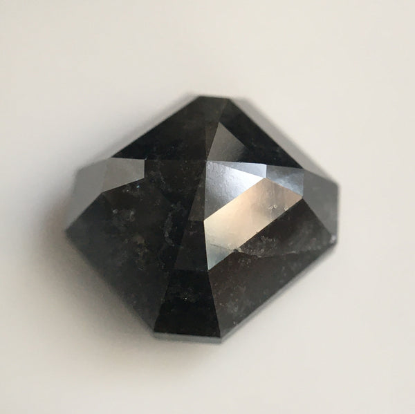 3.30 Ct Emerald Shape Black Grey Natural Loose Diamond 8.41 mm X 7.91 mm X 4.79 mm Salt and Pepper Natural Loose Diamond SJ54/41