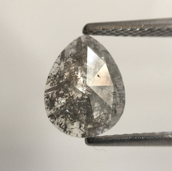 1.01 Ct Pear Shape Natural Gray Color Loose Diamond 9.31 mm X 7.12 mm X 1.69 mm, Grey Rose Cut Pear Natural Loose Diamond SJ55/17