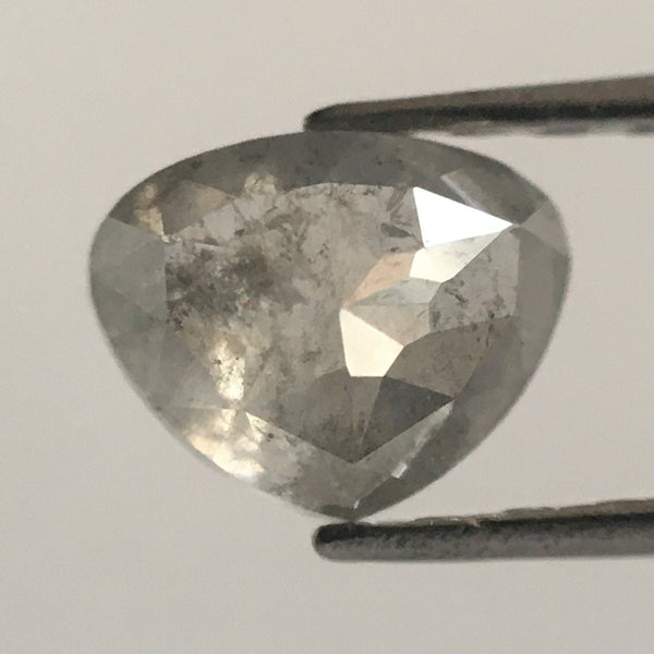 0.66 Ct Pear Shape Grey Rose Cut Natural Loose Diamond, 4.72 mm x 5.84 mm x 2.92 mm Fancy Gray Shape Natural Diamond SJ52/06