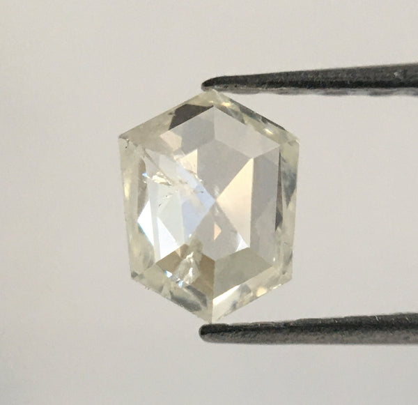 0.40 Ct Hexagon Shape light grey Natural Loose Diamond, 5.48 mm X 4.23 mm X 1.99 mm Natural Faceted Hexagon Rustic Diamond SJ52/30