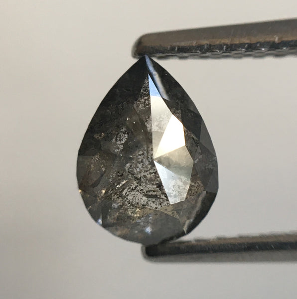 0.94 Ct Salt and Pepper Pear Shape Natural Loose Diamond, 6.85 mm x 5.10 mm X 3.08 mm Pear Natural Loose Diamond Use for Jewelry SJ55/50