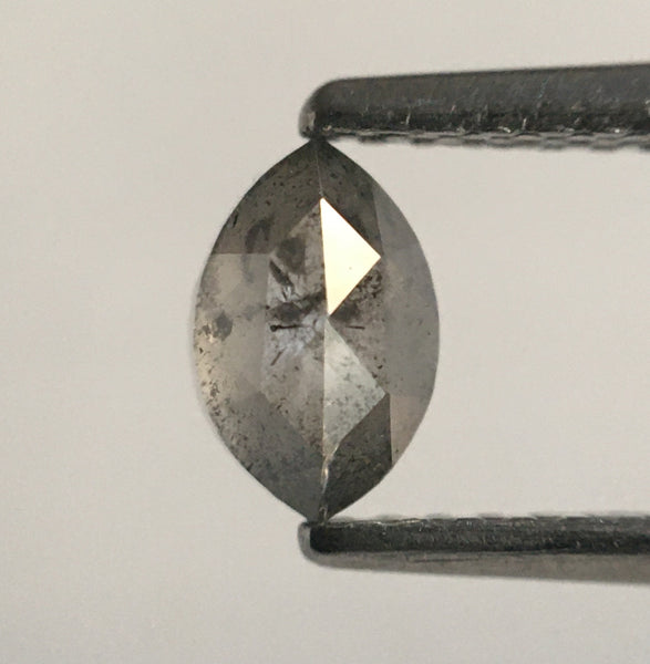 0.55 Ct Gray Marquise Shaped Natural Loose Diamond, 5.99 mm x 3.83 mm x 2.67 mm Salt & pepper Rose Cut Loose Diamond SJ52/67