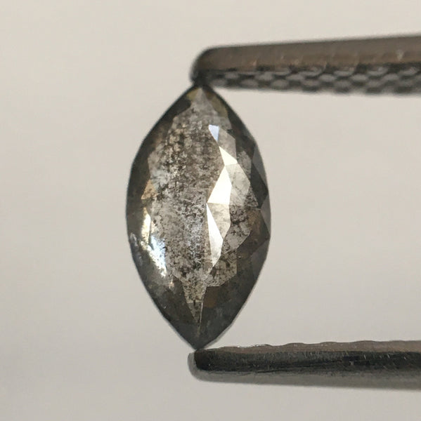 0.38 Ct Grey Marquise Shaped Rose Cut Loose Diamond, 7.02 mm x 3.64 mm x 1.87 mm Salt & pepper Brilliant Cut Loose Diamond SJ52/72