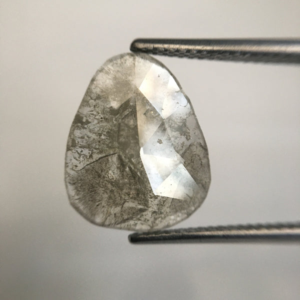 Pair 5.54 Ct 13.88 mm X 11.44 mm X 2.01 mm Fancy Grey Color Slice Pear Shape Loose Natural Diamond, Rose Cut Natural Loose Diamond SJ55/57