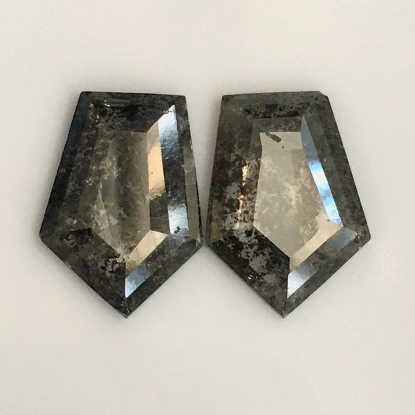 Pair 5.65 Ct 13.99 mm X 10.15 mm X 2.06 mm Fancy Grey Geometric Shape loose Diamond, Polished Diamond best for engagement ring SJ55/55