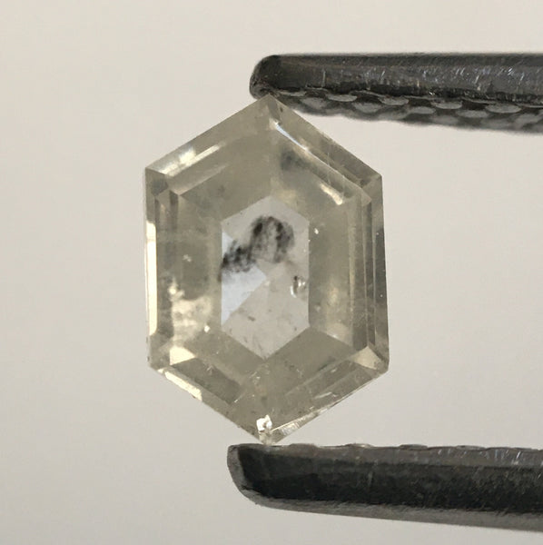 0.28 Ct Hexagon Shape White grey Natural Loose Diamond, 5.18 mm X 3.51 mm X 1.72 mm Natural Faceted Hexagon Rustic Diamond SJ53/08