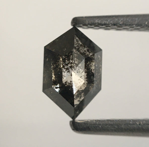 0.58 Ct Salt and Pepper Hexagon Shape Rustic Natural Loose Diamond, 6.45 mm X 4.12 mm X 2.47 mm Gray Color Natural Hexagon Diamond SJ53/10
