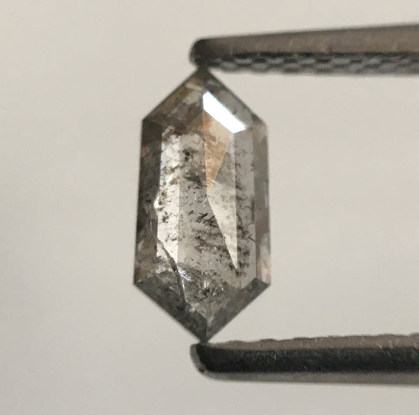 0.36 Ct Light Gray Hexagon Shape Rustic Natural Loose Diamond, 6.99 mm X 3.35 mm X 1.54 mm Fancy Natural Hexagon Diamond SJ53/15