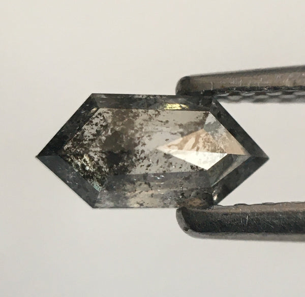 0.47 Ct Hexagon Shape Gray Natural Loose Diamond, 6.99 mm X 3.38 mm X 2.15 mm Salt And Pepper Rose Cut Natural Diamond SJ53/16