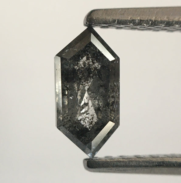 0.47 Ct Hexagon Shape Gray Natural Loose Diamond, 6.99 mm X 3.38 mm X 2.15 mm Salt And Pepper Rose Cut Natural Diamond SJ53/16