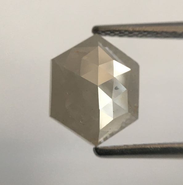 2.07 Ct Light Gray Hexagon Shape Natural Loose Diamond, 9.80 mm X 7.75 mm X 2.90 mm, Fancy Grey Hexagon Shape Natural loose diamond SJ56/59