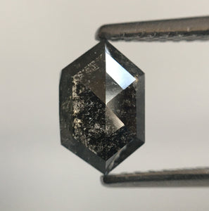 0.94 Ct Hexagon Shape Natural Salt Pepper Rose Cut Loose Diamond, 7.77 mm X 4.92 mm X 2.76 mm Natural Geometric Loose Diamond SJ54/25